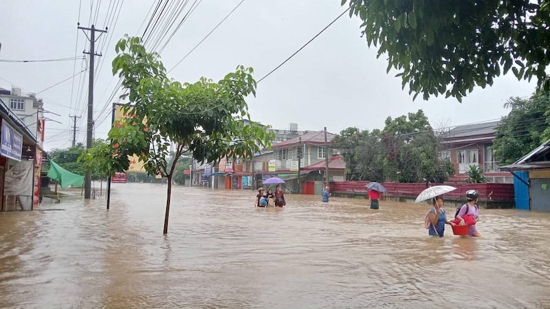 မြစ်ကြီးနားမြို့တွင် ရေကြီးမှုအား ၂၀၂၄ ခုနှစ်၊ ဇူလိုင်လ ၁ ရက်နေ့က တွေ့ရစဉ်။ (Citizen Photo)