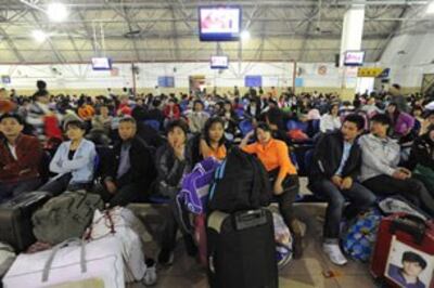 Bến xe lửa ở phía nam Quảng Đông vào những ngày cuối năm. AFP