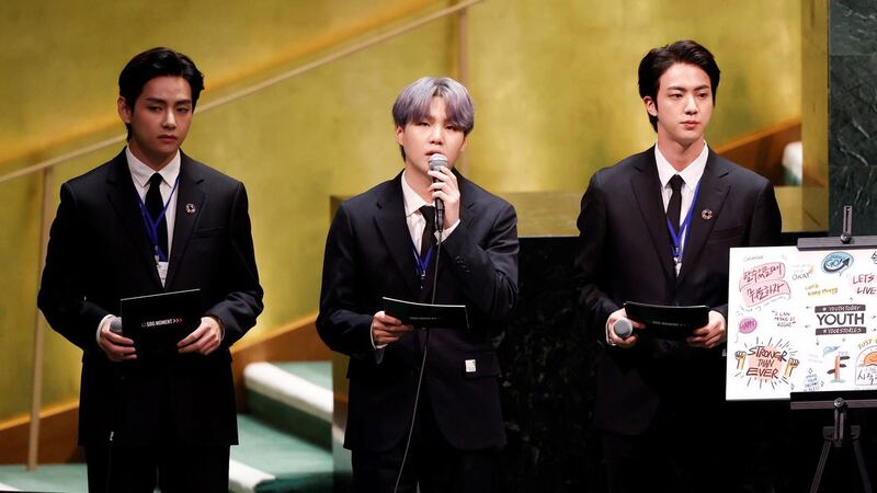 有韩国天团之称的BTS防弹少年团，20日以韩国总统特使、世界青年代表身分，受邀出席联合国会议演讲。（路透社）