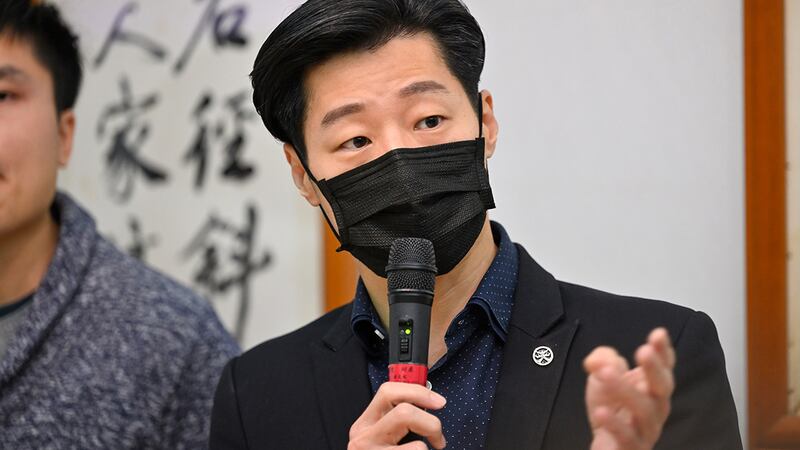 2021年3月23日，立委林昶佐：未來行政院就港澳民主人權報告時，也應考慮制裁破壞香港人權跟民主的人。（鍾廣政 攝）