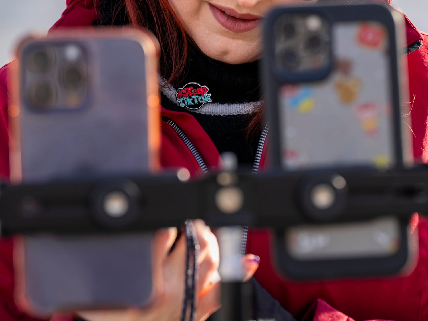 Wearing a button in support of TikTok, Tiffany Cianci, who says she is a 