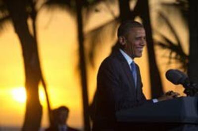 Tổng thống Barack Obama tại Thượng đỉnh của Diễn đàn Hợp tác Kinh tế Á châu Thái bình dương APEC ở Honolulu hôm 14/11/2011. AFP