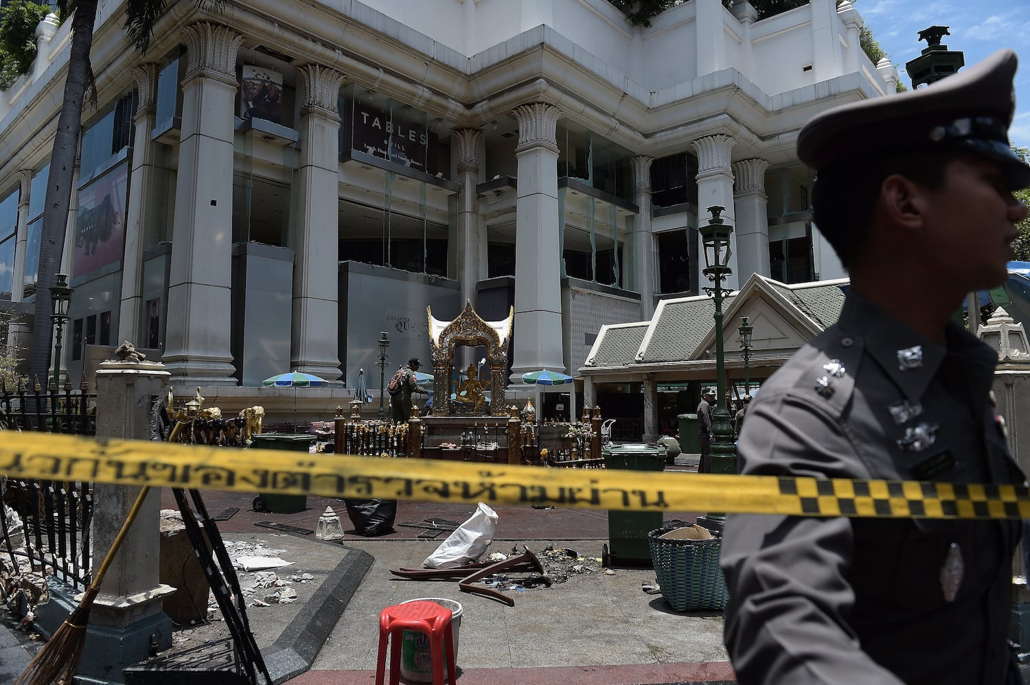 The Erawan shrine in Bangkok the morning after an explosion, Aug. 18, 2015.