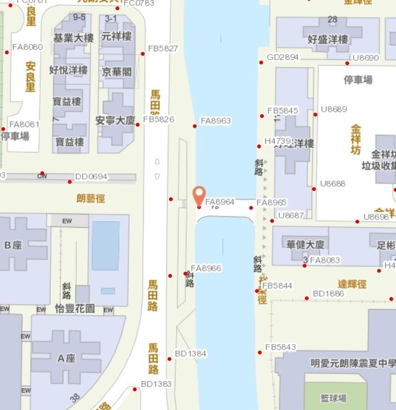 政府提供的地理資訊地圖，周四（7日）下午仍未將「FA8964」更新成新編號。（地理資訊地圖截圖）