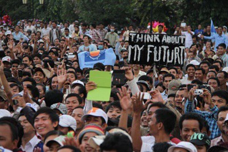 CNRP supporters rally in Phnom Penh's Freedom Park, Aug. 26, 2013. Photo credit: RFA