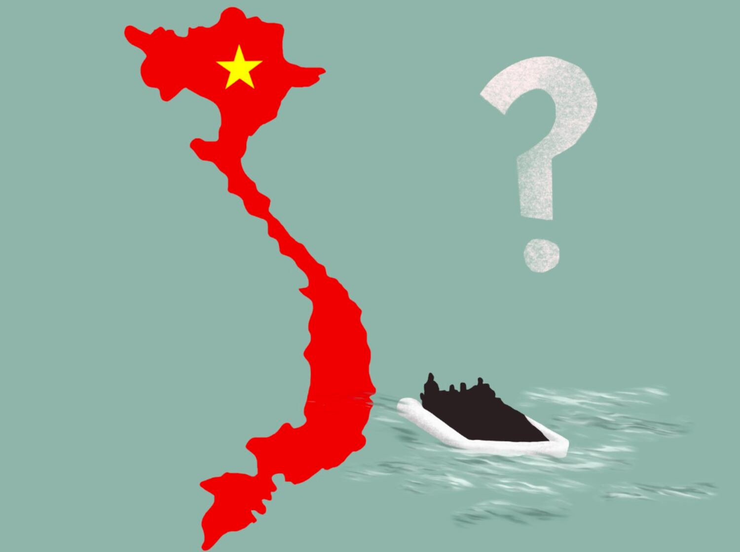 Does a photo show refugees fleeing South Vietnam?