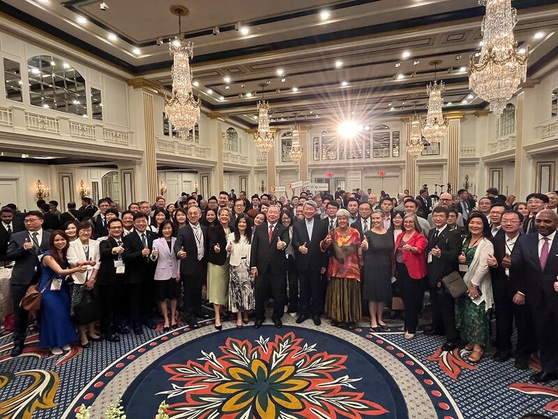 驻美台北经济文化代表处为参加"选择美国投资高峰会"的台湾代表团举行欢迎酒会（摄影：凯迪/记者）