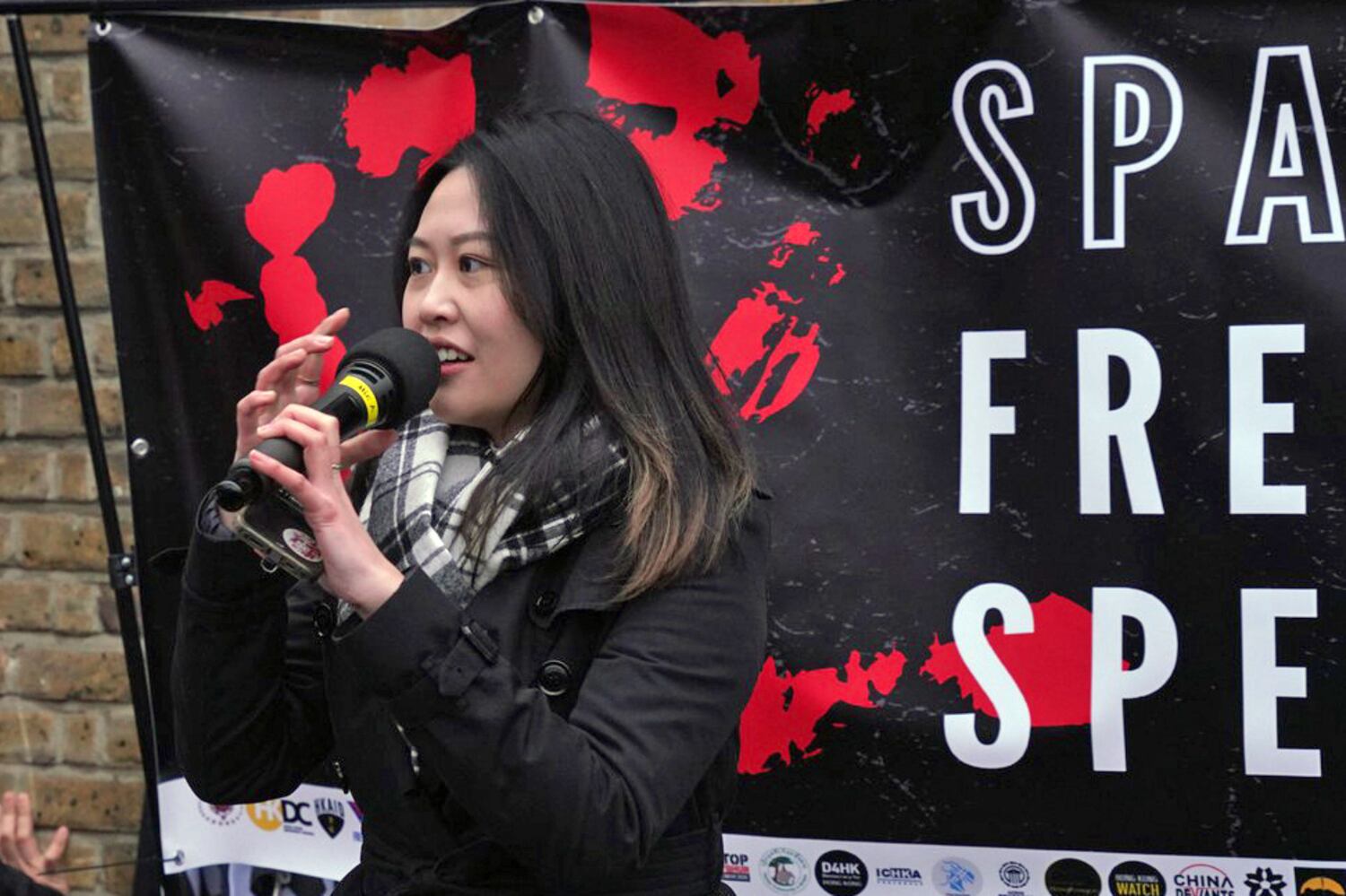 Carmen Lau attends a demonstration against China's 'super embassy' in London, Feb. 8, 2025.