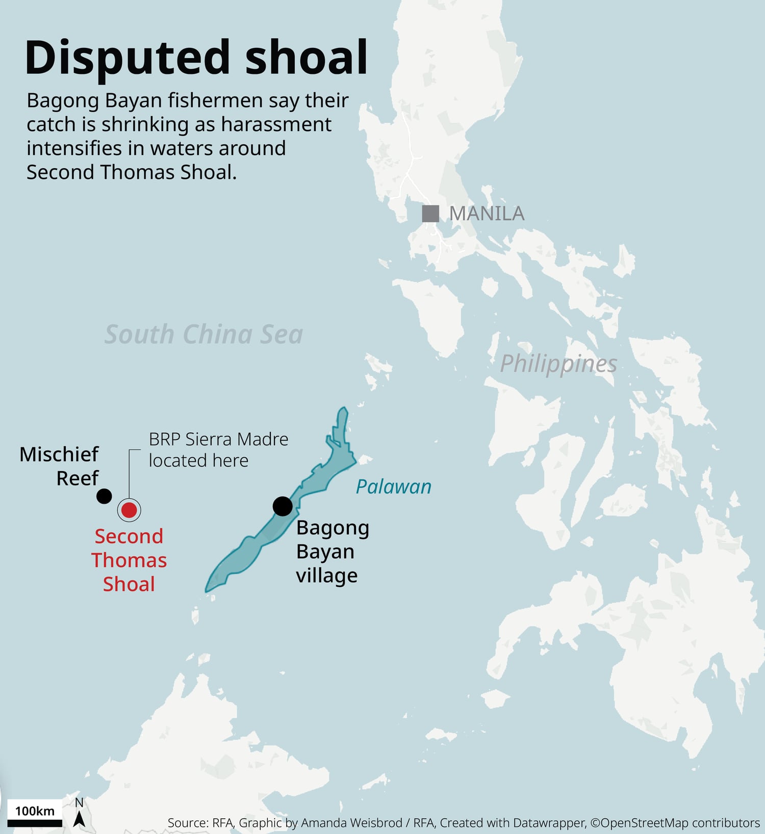 Tensions simmer near a shoal both China and the Philippines claim – Radio  Free Asia