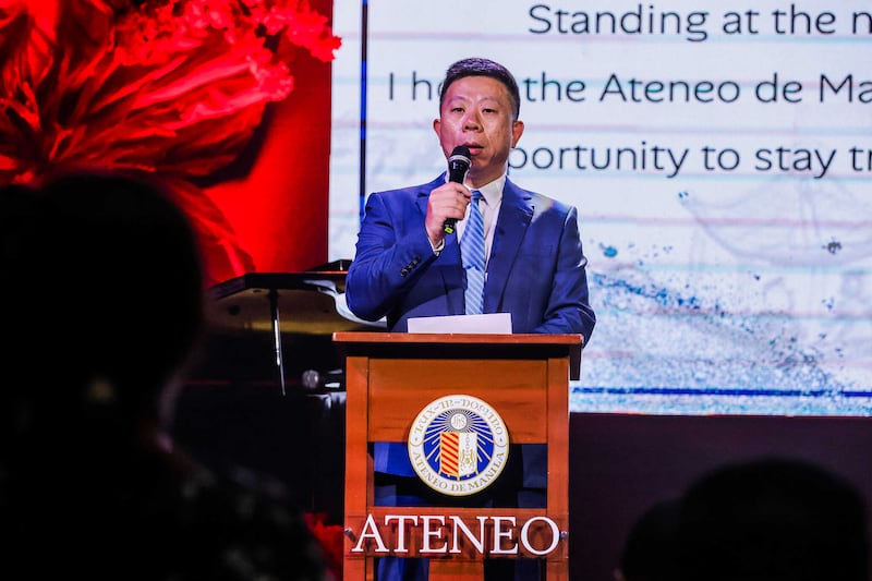 China's Ambassador to the Philippines Jing Quan addresses the 20th anniversary celebration of the Confucius Institute at Ateneo de Manila University Oct. 13, 2026.