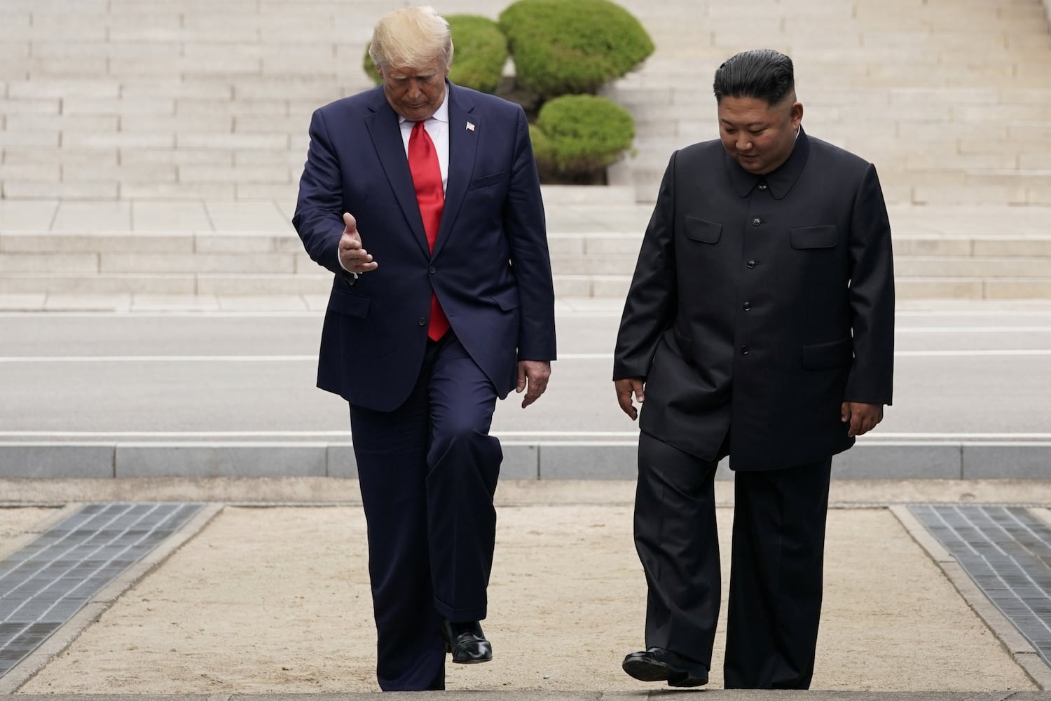 U.S. President Donald Trump meets with North Korean leader Kim Jong Un at the Demilitarized Zone separating the two Koreas in Panmunjom, South Korea, on June 30, 2019.