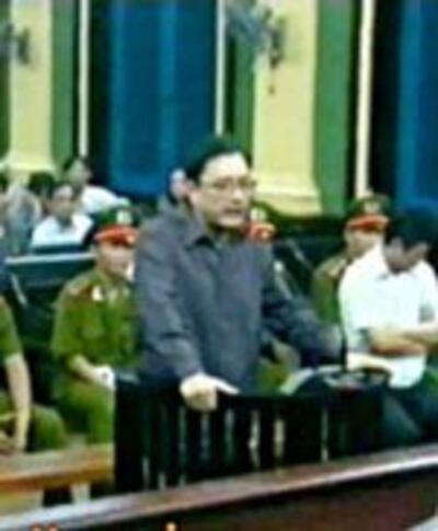 Lê Công Định tại tòa. RFA Photo from YouTube.