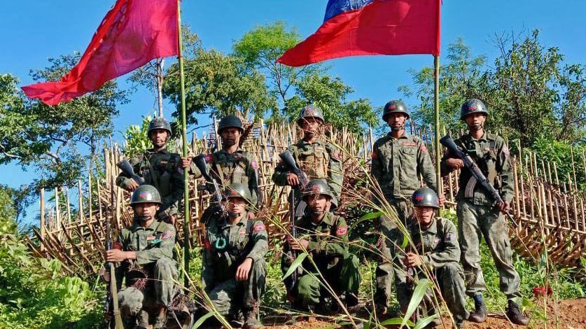 Arakan Army troops after the capture of Mae Taung military base, Ann Township, Rakhine State, Myanmar, Oct. 7, 2024.