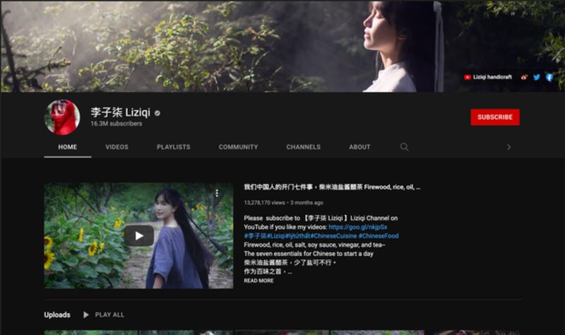 The popular Youtube page of Li Ziyi, 31, hasn't posted any new content since July. Credit: Li Ziyi