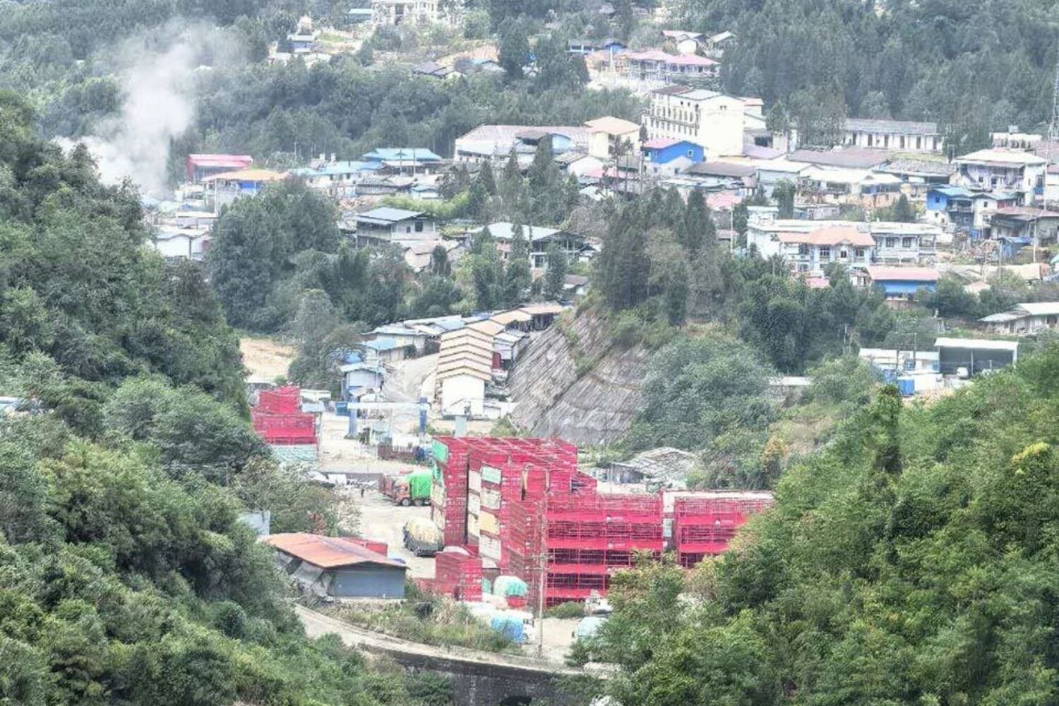 Kan Paik Ti town on the China-Myanmar border in Kachin state on Nov. 20, 2024.