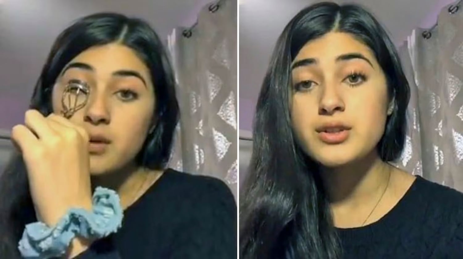 Feroza Aziz discusses the plight of the Uyghurs in China during a video tutorial on eyelash curling on TikTok, Nov. 23, 2019.