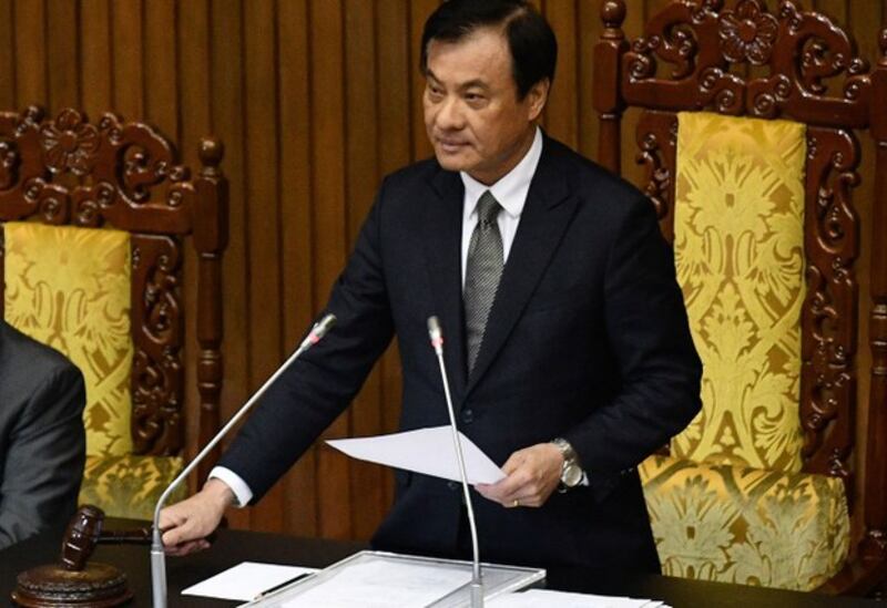 为应对中国大陆的渗透，台湾的立法院长苏嘉全2019年12月31日敲槌宣布三读通过《反渗透法》（视频截图）