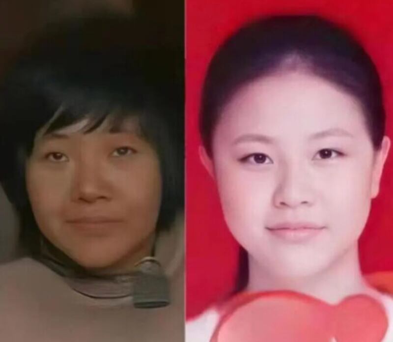 中國徐州「八孩之母」被指與在1996年失蹤的女子「李瑩」（右）樣貌和資料相似，質疑她被人拐賣作生育工具。（網上圖片）