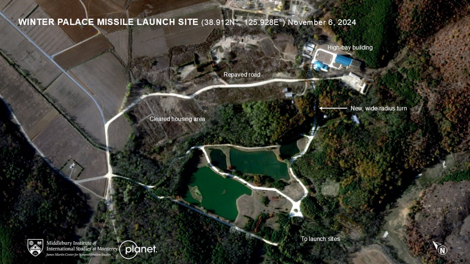 The suspected missile complex as of Nov. 6, 2024. The launch site has been covered to look like a putting green.