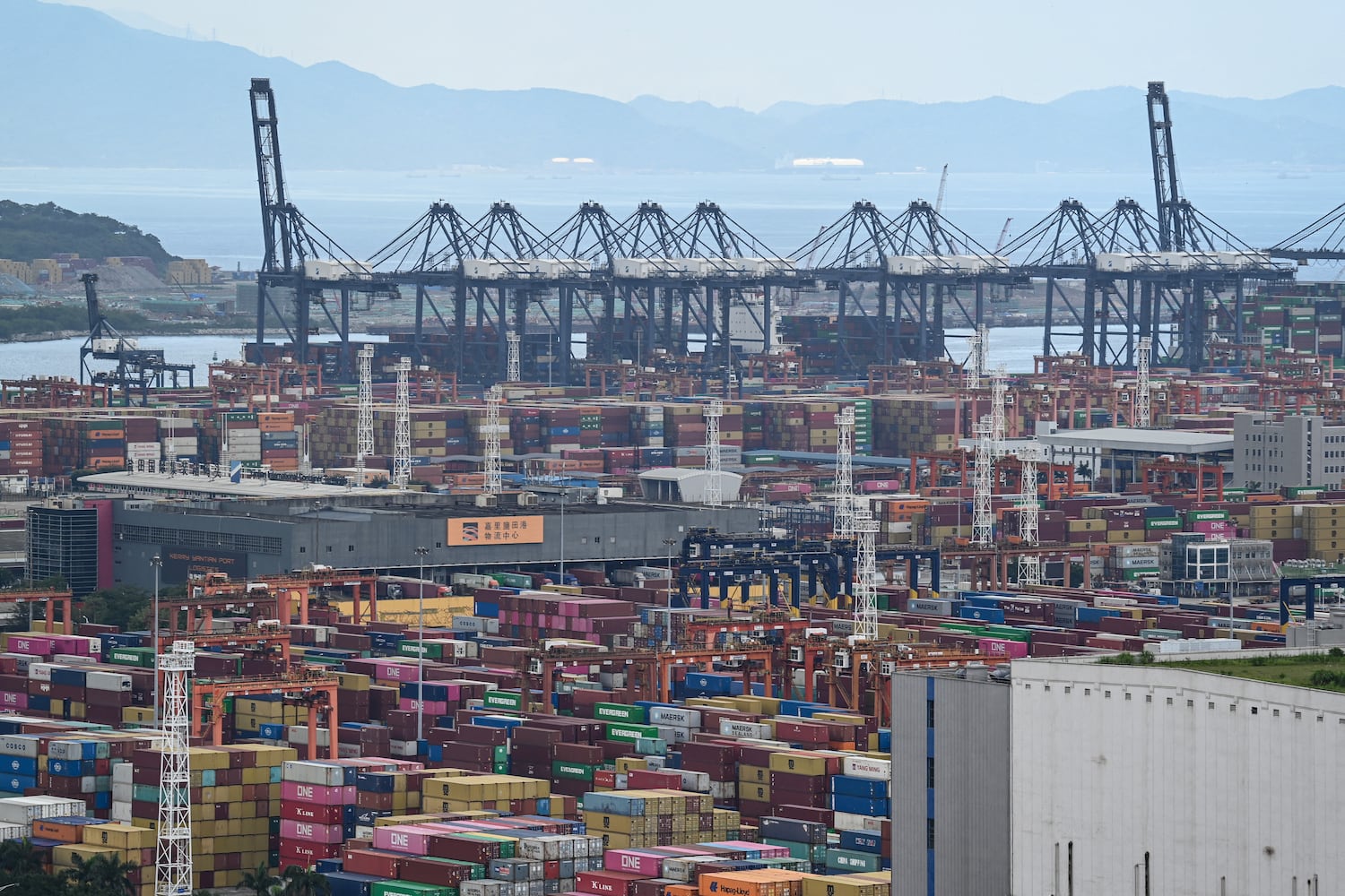 A June 12, 2024, photo shows shipping containers at Yantian port in Shenzhen, in southern China's Guangdong province.