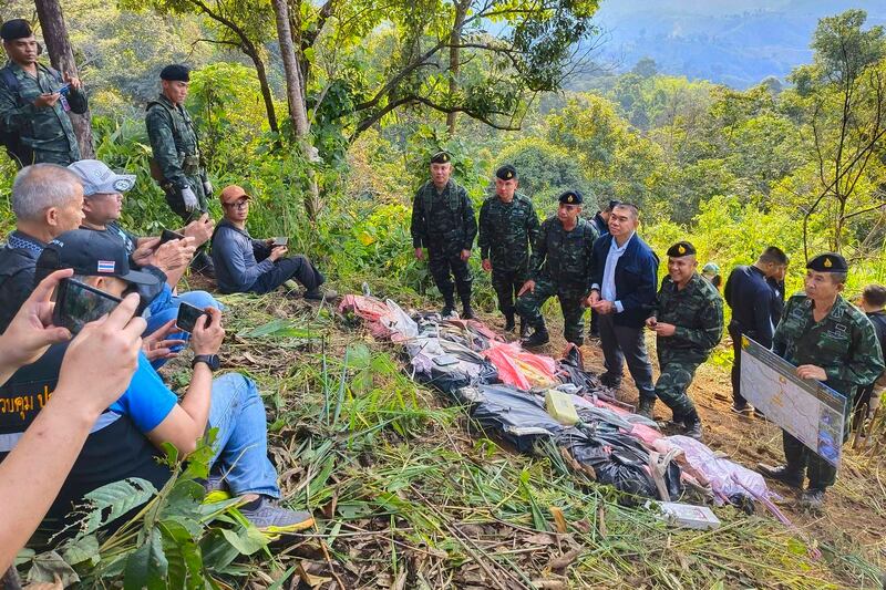 Bags containing about 2 million methamphetamine tablets seized in a northern Thai border town near Myanmar are displayed during a news conference in Chiang Rai province, Thailand, Dec. 17, 2023. (Office Of the Narcotics Control Board via AP)