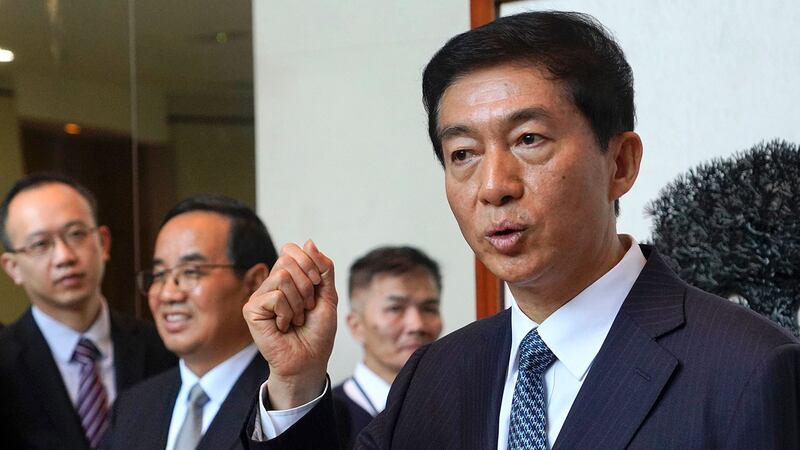 2020年1月6日，中香港中联办新主任骆惠宁在媒体会上发表讲话。（美联社）