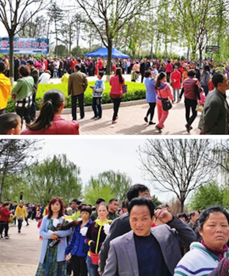 2015年4月5日,逾萬民眾到陝西富平縣習仲勛陵園拜祭,要通過3個關口安檢。(照片來自中國天網)