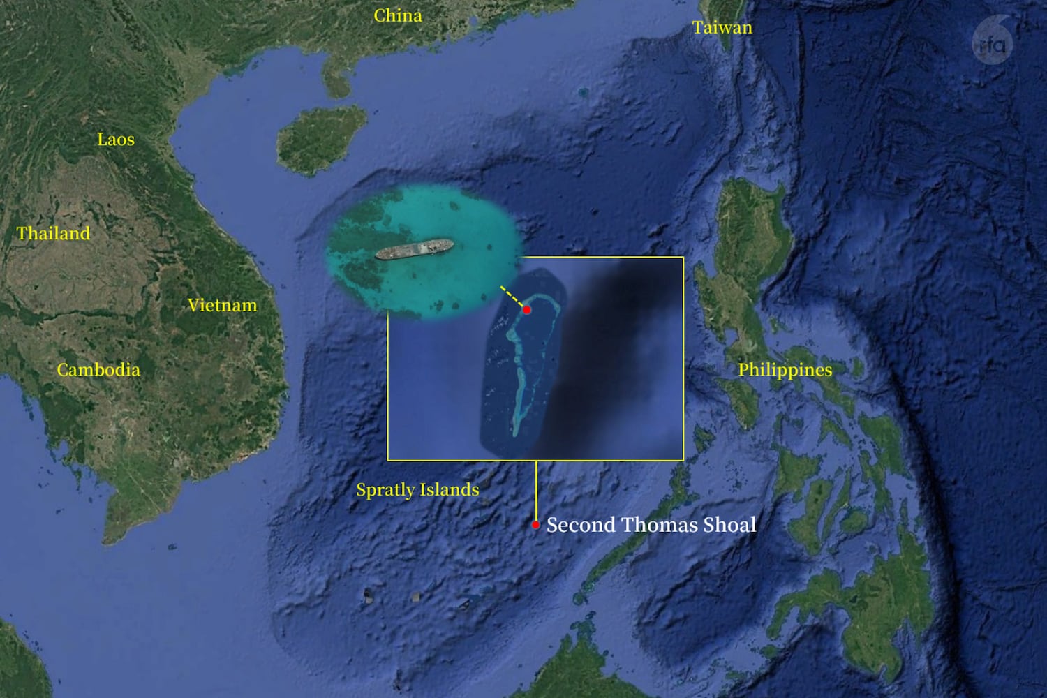 Second Thomas Shoal lies within the Philippines’ exclusive economic zone (EEZ) as defined by the United Nations, while also falling within the vast maritime area China claims as its own.