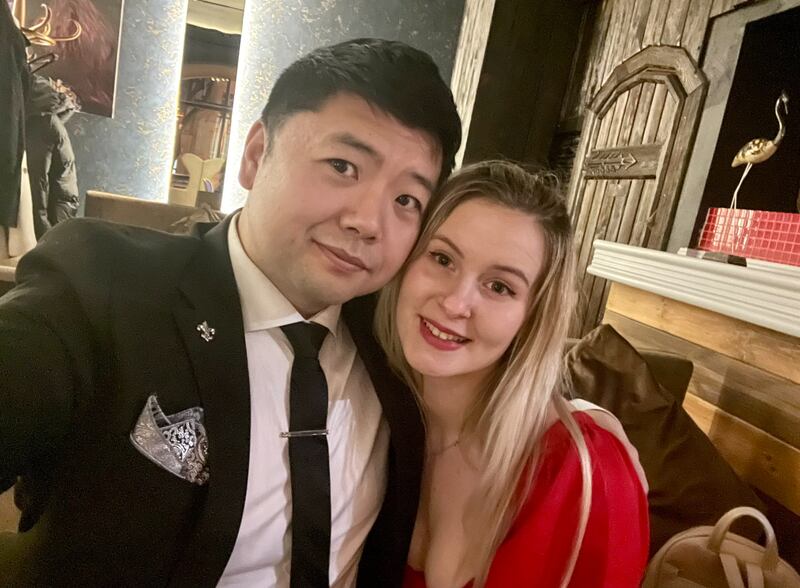 王吉贤和达莎庆祝情人节 (王吉贤提供)