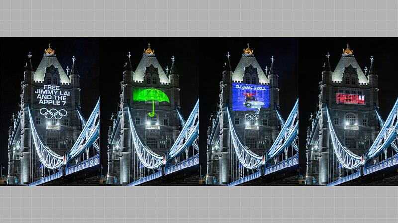 英國倫敦塔橋投影。（Robin Bell提供）
