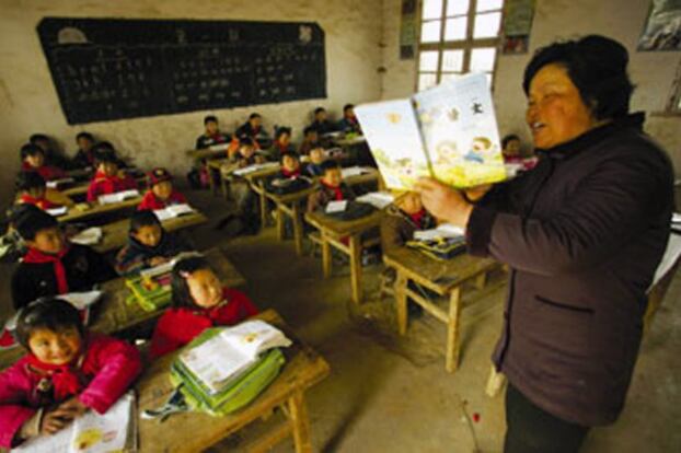 安徽一所农村小学的上课情景。(AFP)