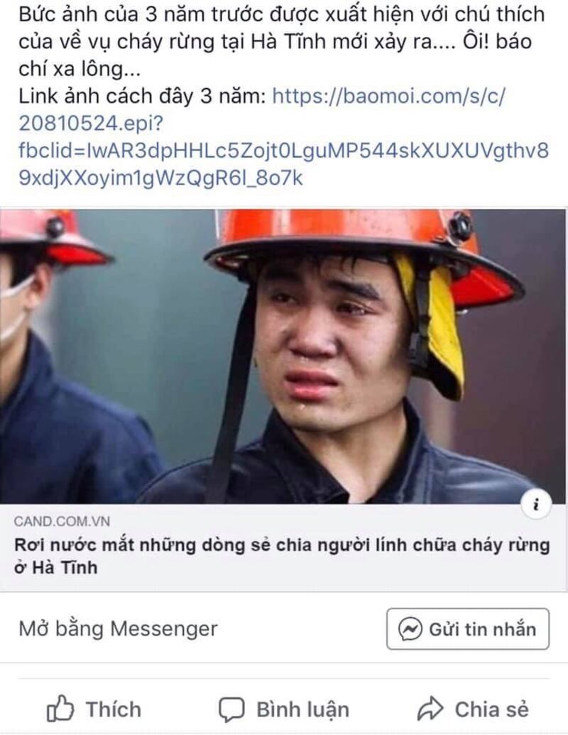 Hình chụp người lính cứu hỏa trên báo Việt Nam 