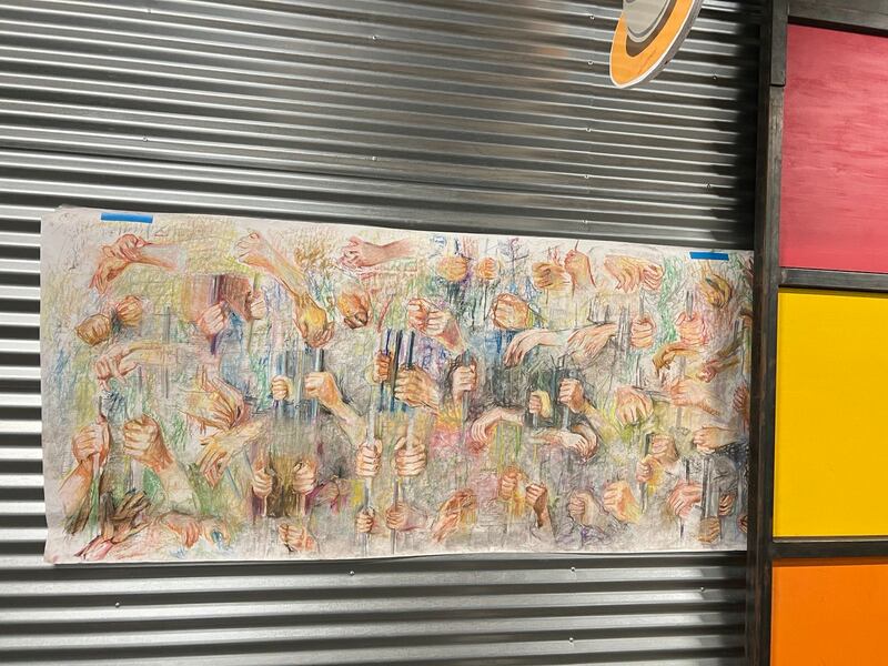 加州湾区港人举办美术展中展出的美术作品(孙诚拍摄,独家首发)