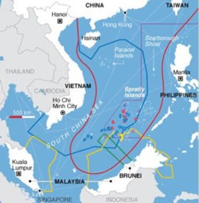 Bản đồ khu vực hình lưỡi bò mà Trung Quốc công bố chủ quyền trên biển Đông. AFP