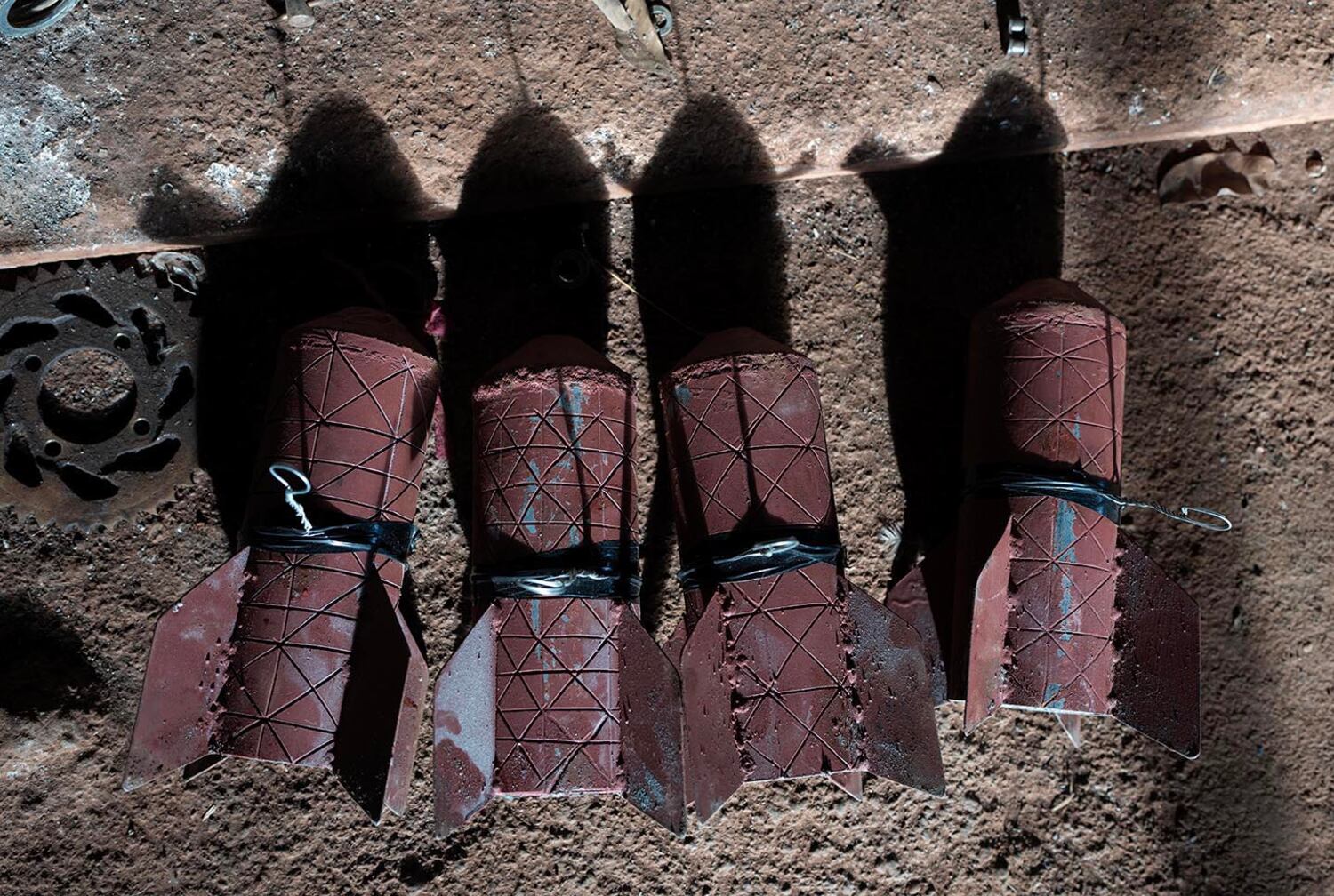 Bombs used with a KNDF drone are seen at Shwephyaya village in southern Shan state, Myanmar, Oct. 31, 2024.