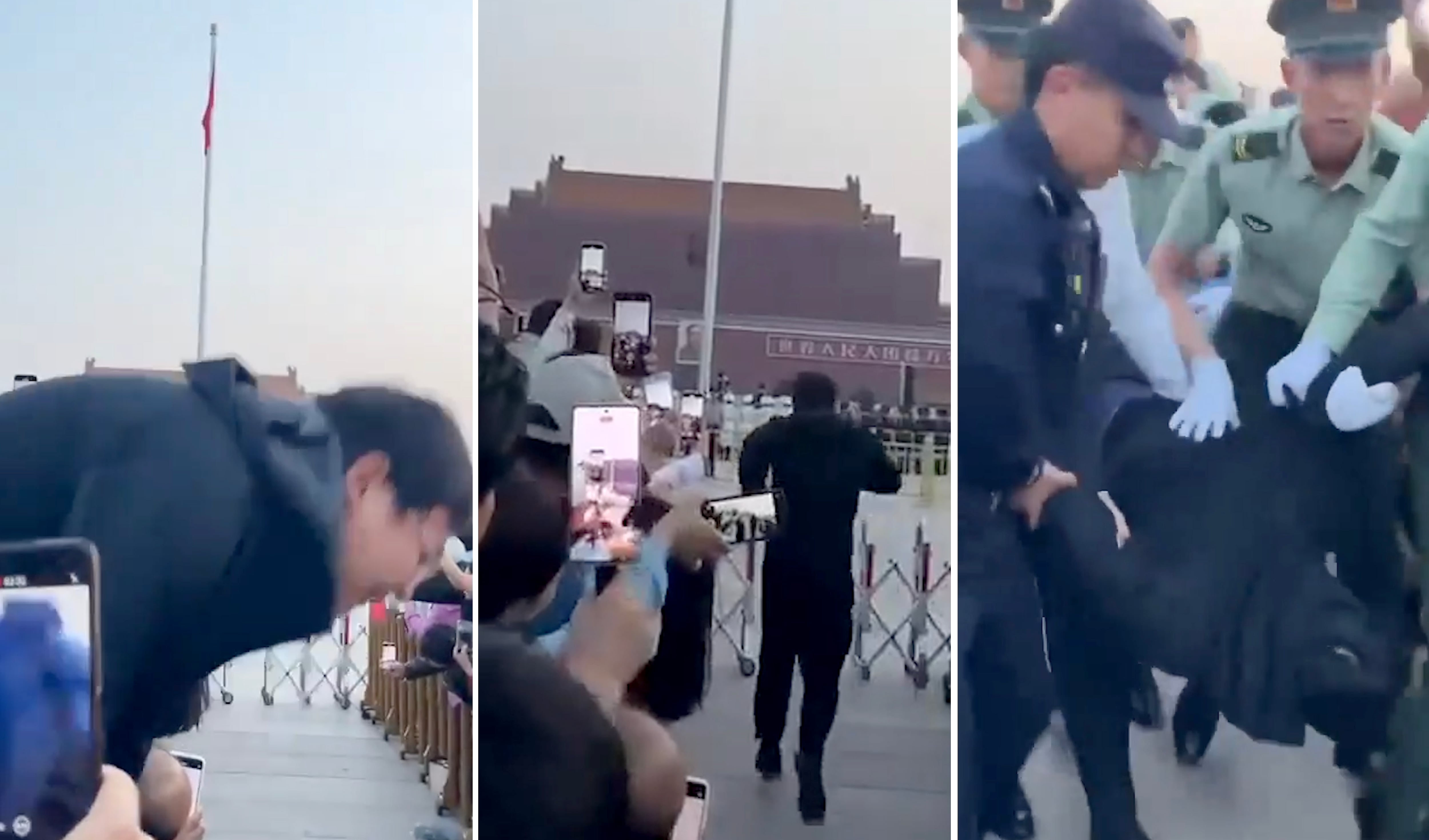 Man jumps barricade at Tiananmen Square flag-raising ceremony