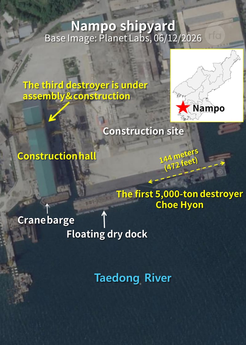 The third destroyer similar to Choe Hyon is currently under construction at Nampo shipyard. Since 2024, the shipyard has undergone expansion and modernization efforts. Some analysts speculate that Nampo could become the site for constructing North Korea’s 10,000-ton-class destroyer in the future.