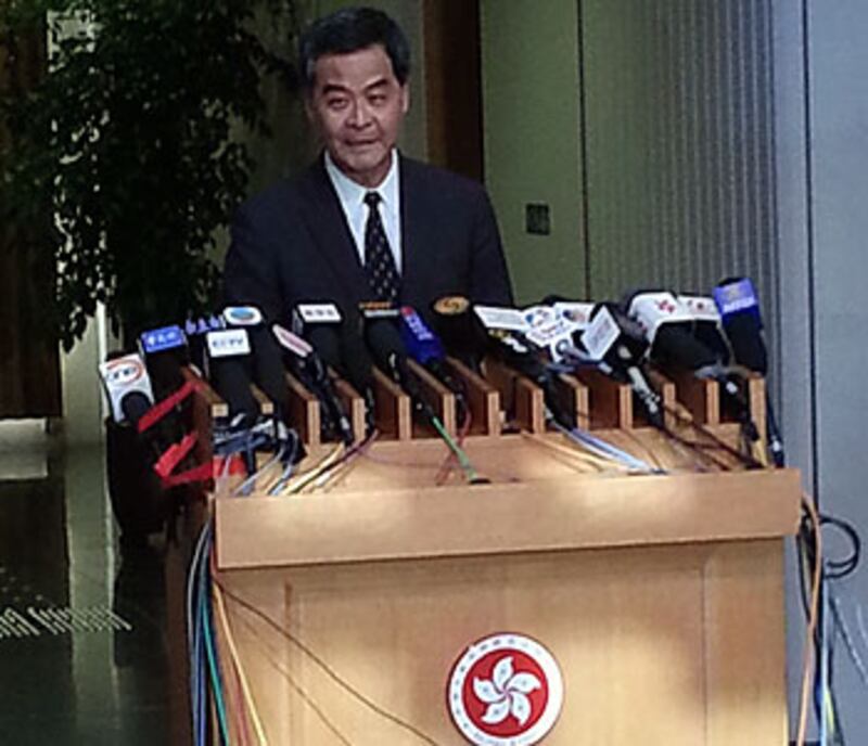 2014年6月10日，特首梁振英表示，不覺得中央在這時間發表有關一國兩制的白皮書有任何政治動機。（粵語部林靜攝） 