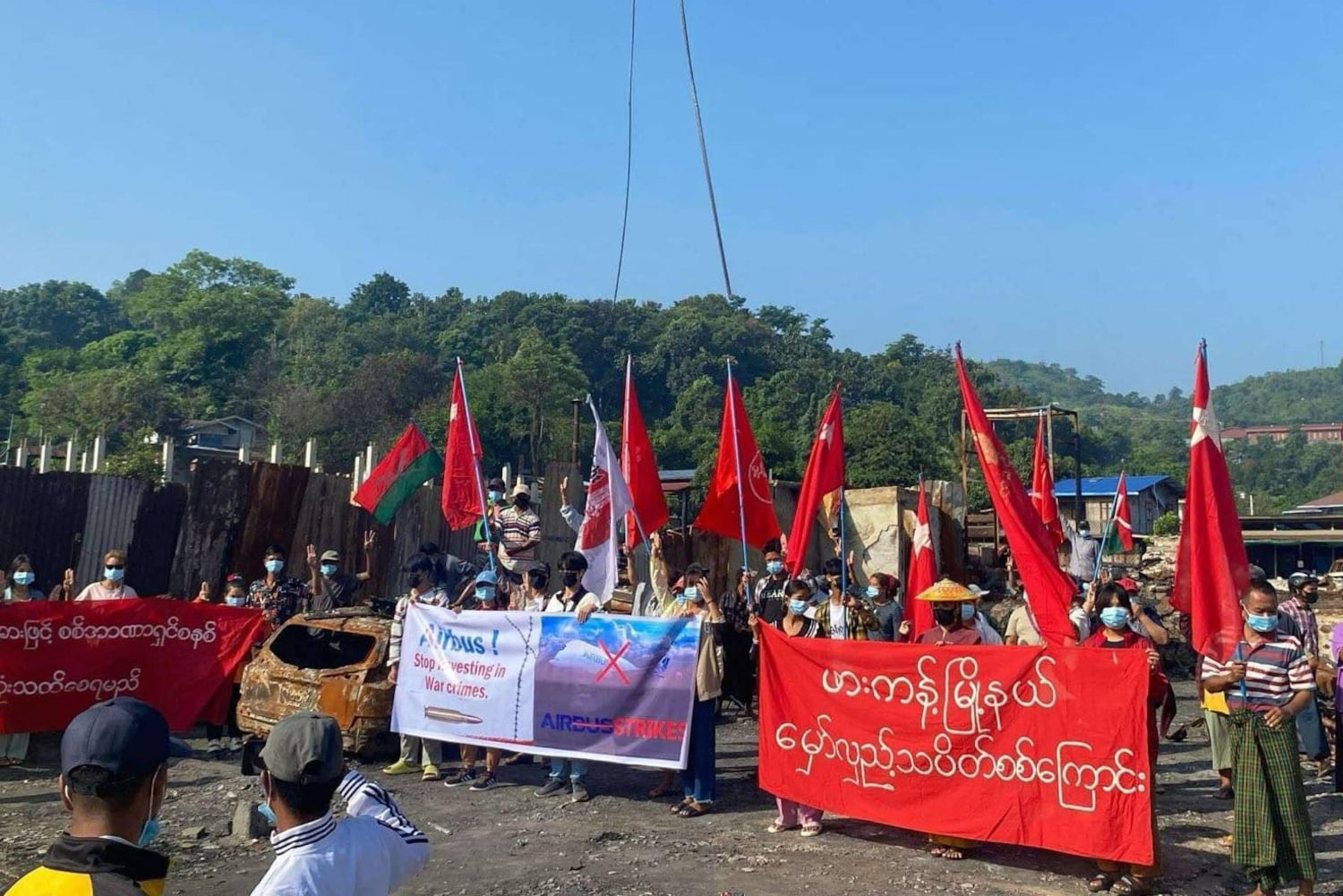 Myanmar villagers protest against Europe’s Airbus after airstrikes