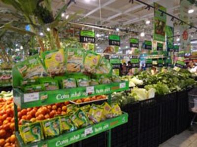 Khu vực bán rau quả trong một cửa hàng ở Hà Nội. RFA