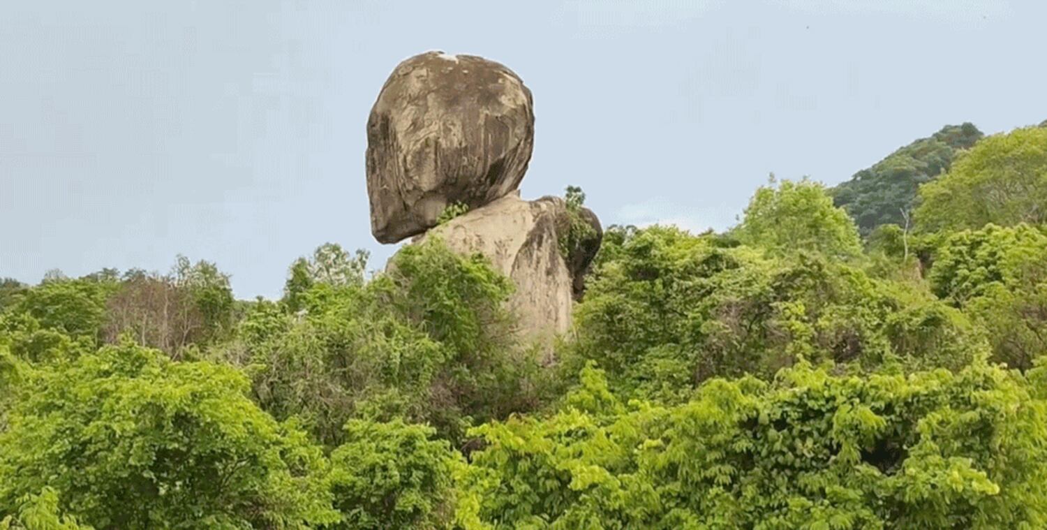 Screenshot from a video of the rock said to resemble Thich Minh Tue.