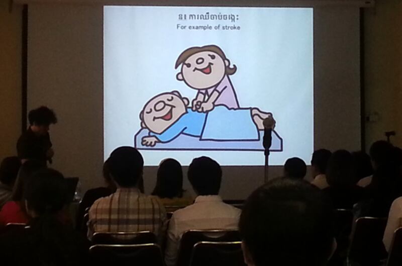 រូបត្លុក​ដែល​លោក​វេជ្ជបណ្ឌិត យ៉ូហ្ស៊ីកាហ្ស៊ី កាម៉េដា (Dr.Yoshikazy Kameda) បង្ហាញ​នៅ​ក្នុង​សិក្ខា​សាលា​ស្ដីពី​ការ​ព្យាបាល​ដោយ​ចលនា និង​ការ​ម៉ាស្សា កាល​ពី​ថ្ងៃ​ទី​២៤ ខែ​មករា ឆ្នាំ​២០១៥។ 