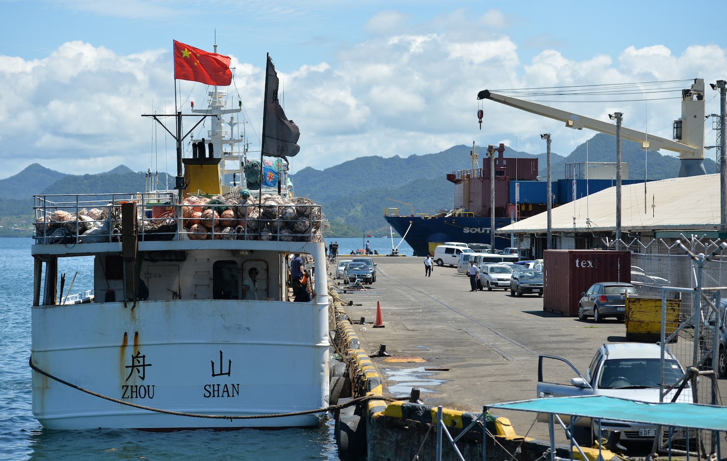 A Chinese ship docked in the port of Fiji's capital Suva, Sept. 14, 2014.