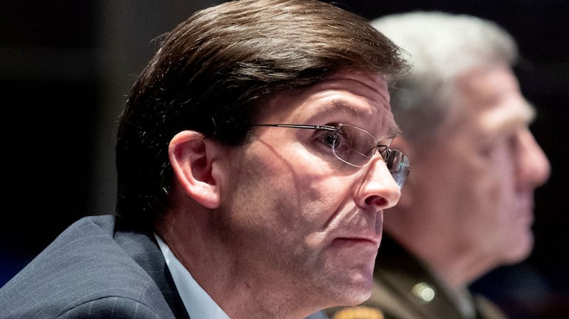 US Defense Secretary Mark Esper speaking at a congressional hearing in Washington, July 9, 2020. 