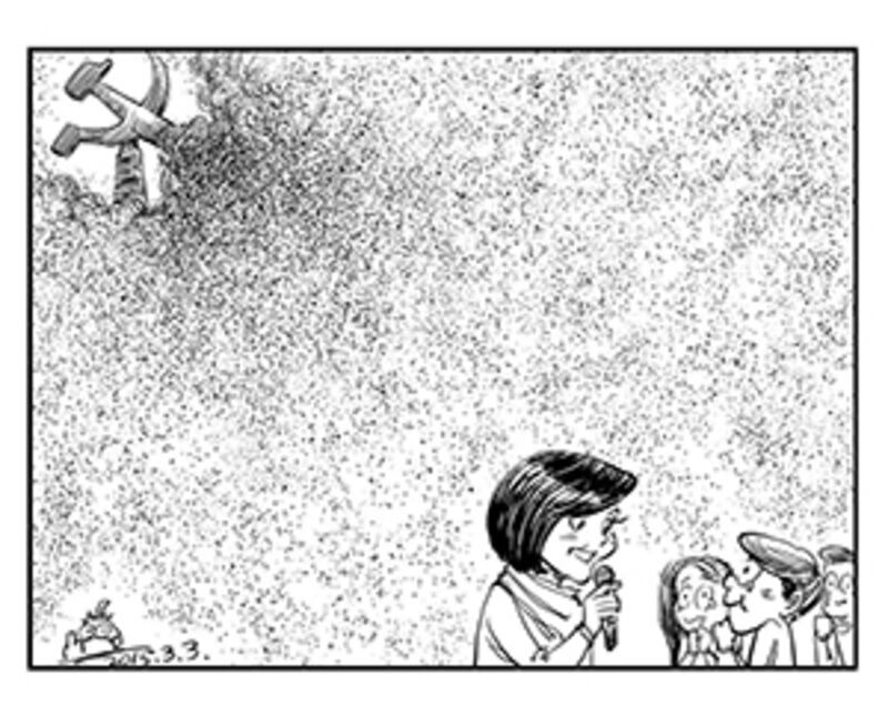 2015年3月3日,時政漫畫家王立鈶就柴靜的紀錄片,作為題材繪畫,呼籲一起探究霧霾真相。(變態辣椒推特)