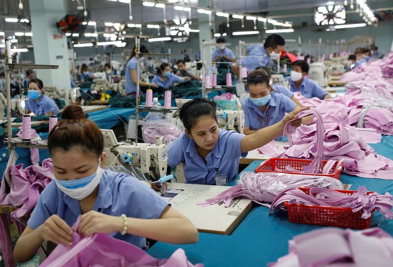 Công nhân xí nghiệp may Thành Công tại Thành phố Hồ Chí Minh đang làm việc hôm 9/7/2019