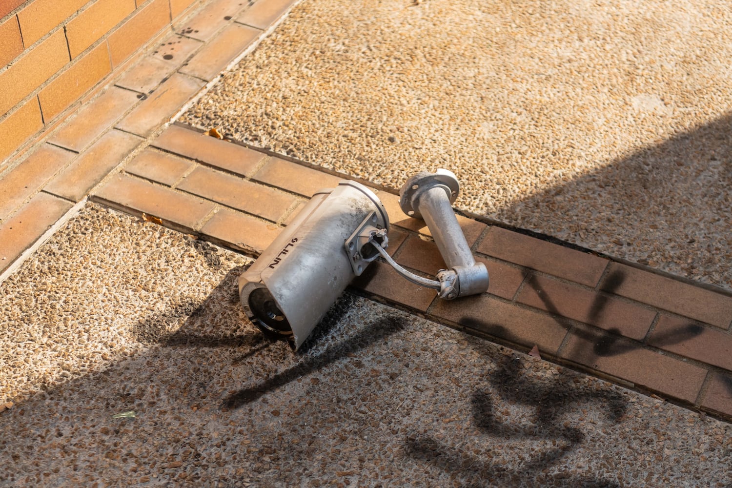 A vandalized surveillance camera is seen at the Hong Kong Polytechnic University in the Hung Hom district on November 22, 2019 in Hong Kong.