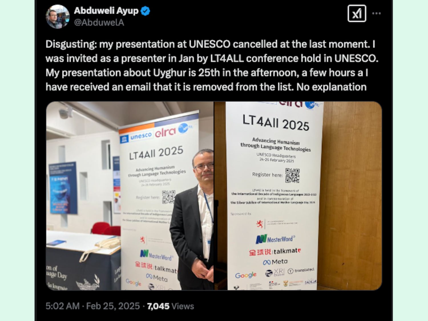 UN abruptly cancels Uyghur scholar’s speech at Paris language forum