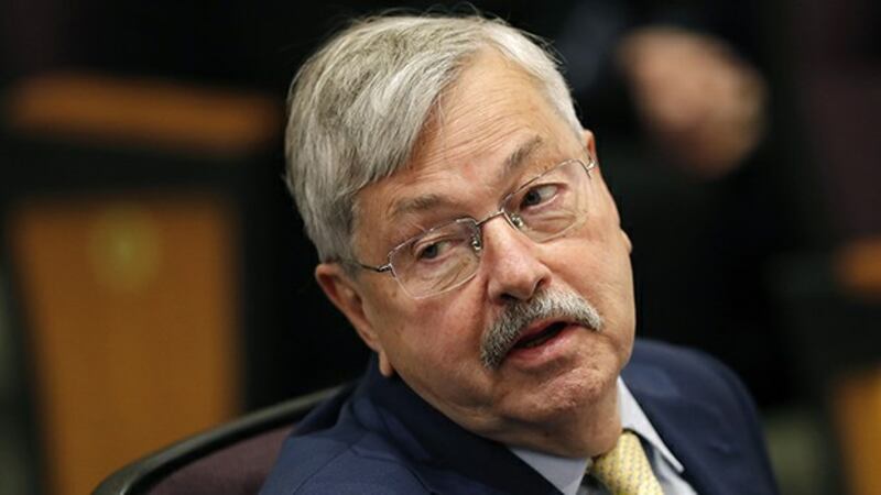 即将离任的美国驻华大使布兰斯塔德(Terry Branstad)（美联社）