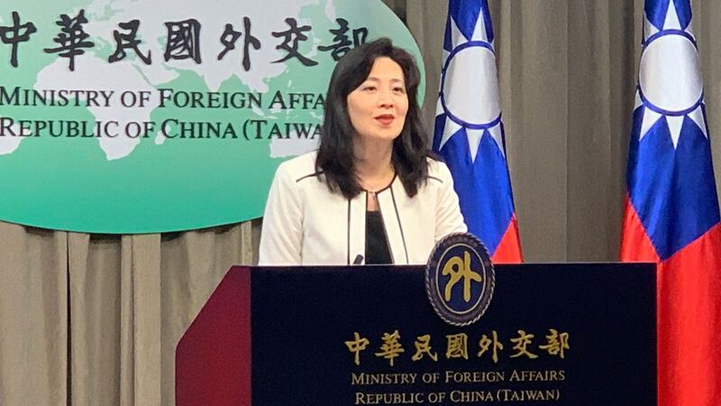台湾外交部发言人欧江安表示已去函要求美方改正。(记者夏小华摄)